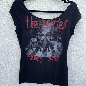 Women's Small Forever 21 Black & Red The Beatles Abbey Road Cut T-Shirt
